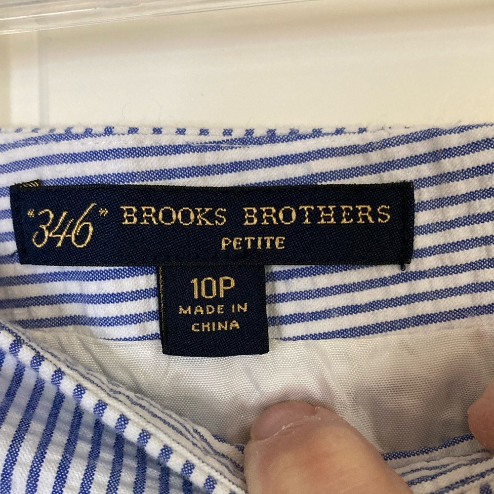 Brooks Brothers Womens Classic Blue White Striped Seersucker Pencil Skirt SZ 10P - Picture 2 of 9